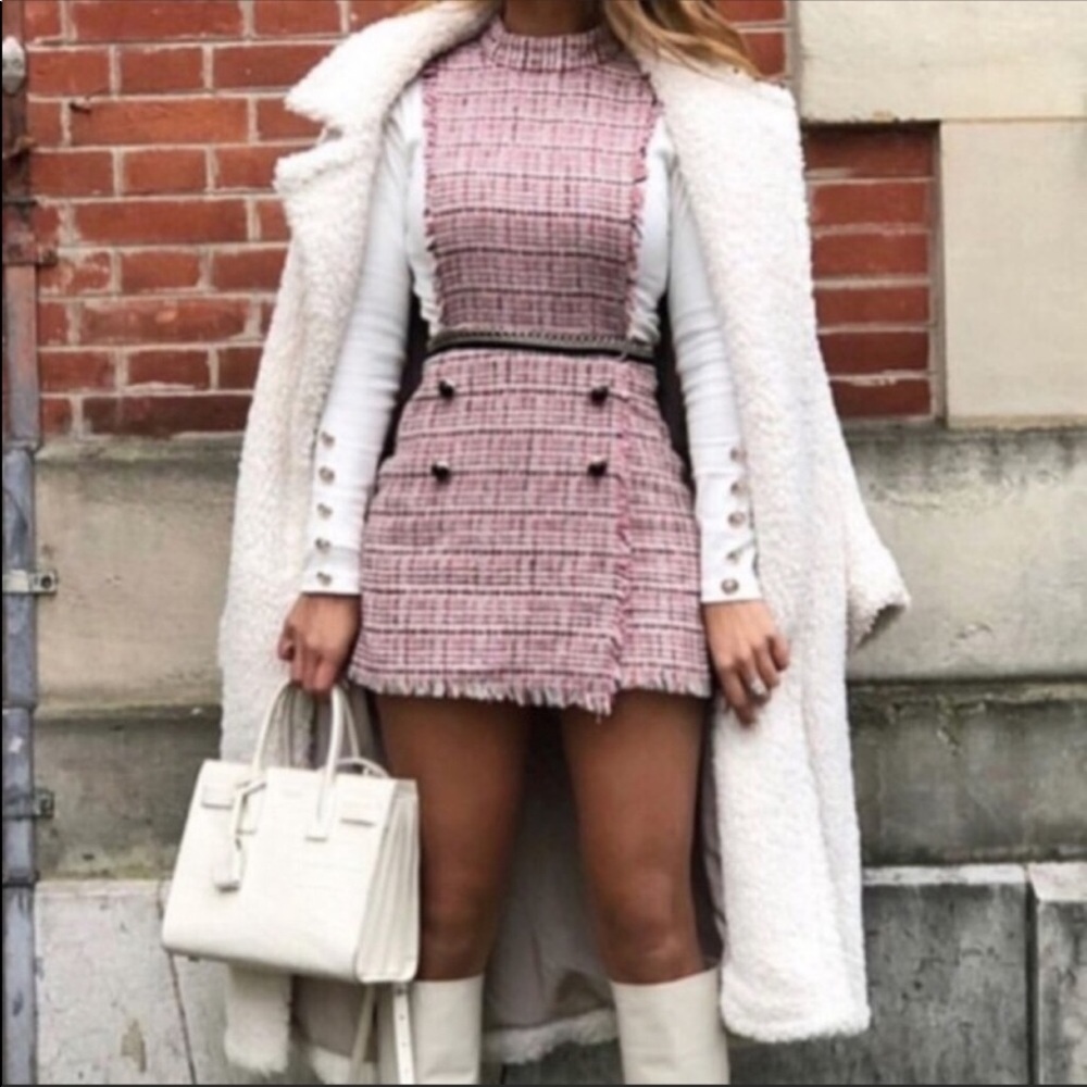 Zara pink tweed romper dress play suit